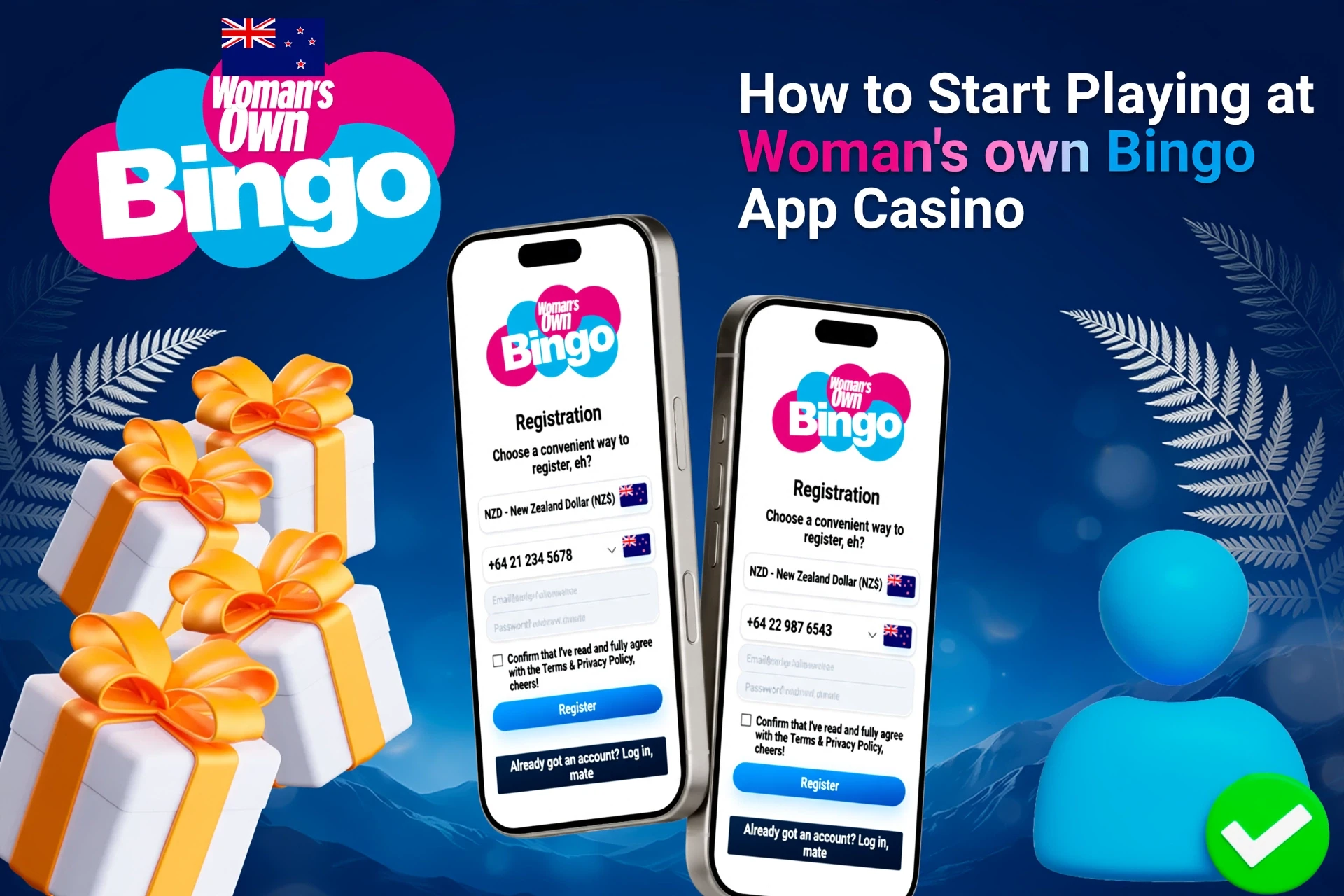 1win app registration screen on mobile with easy-to-follow steps and gift box icons