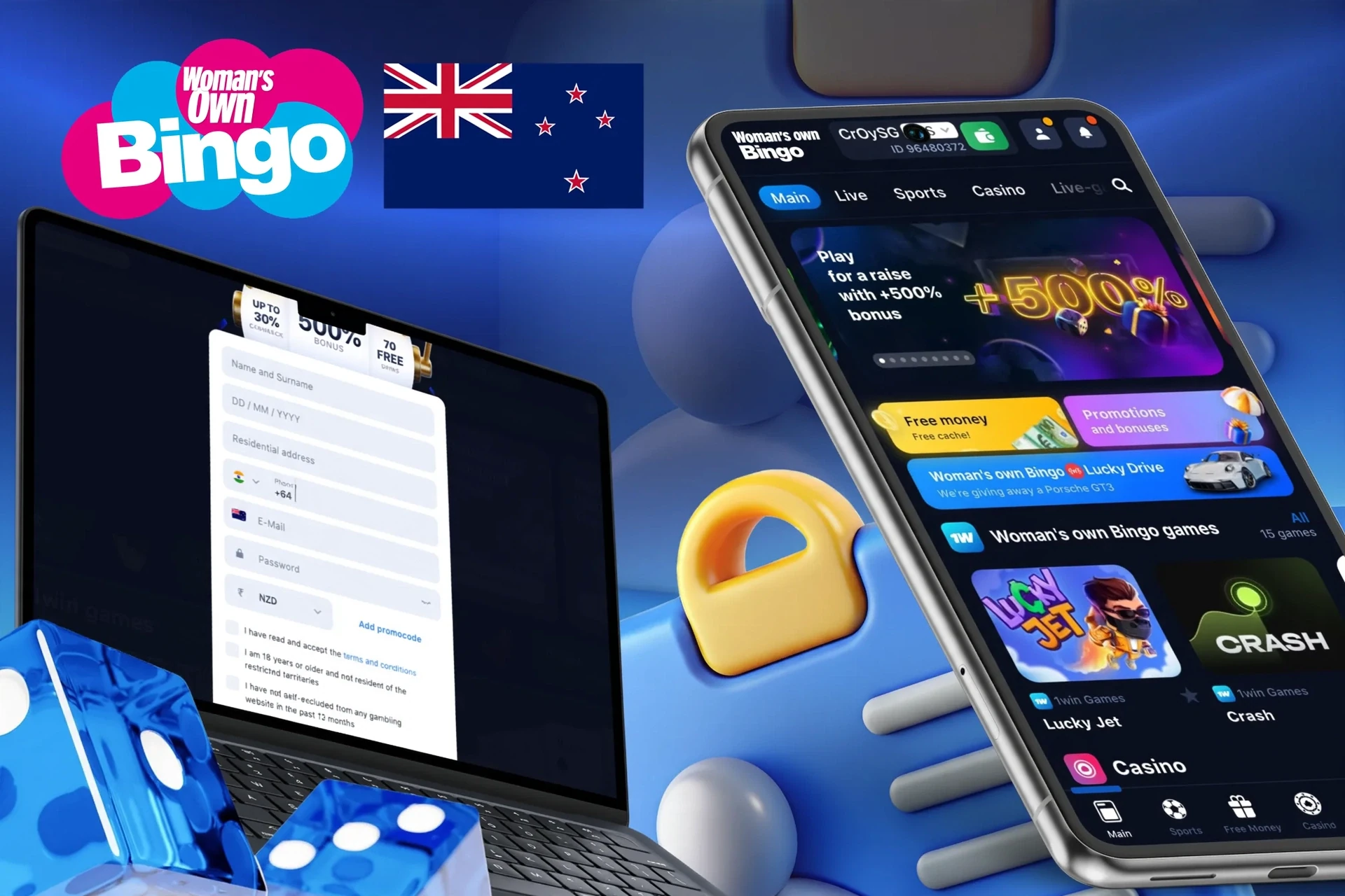 Description of registering with Woman's Own Bingo and claiming the welcome Games Bonus