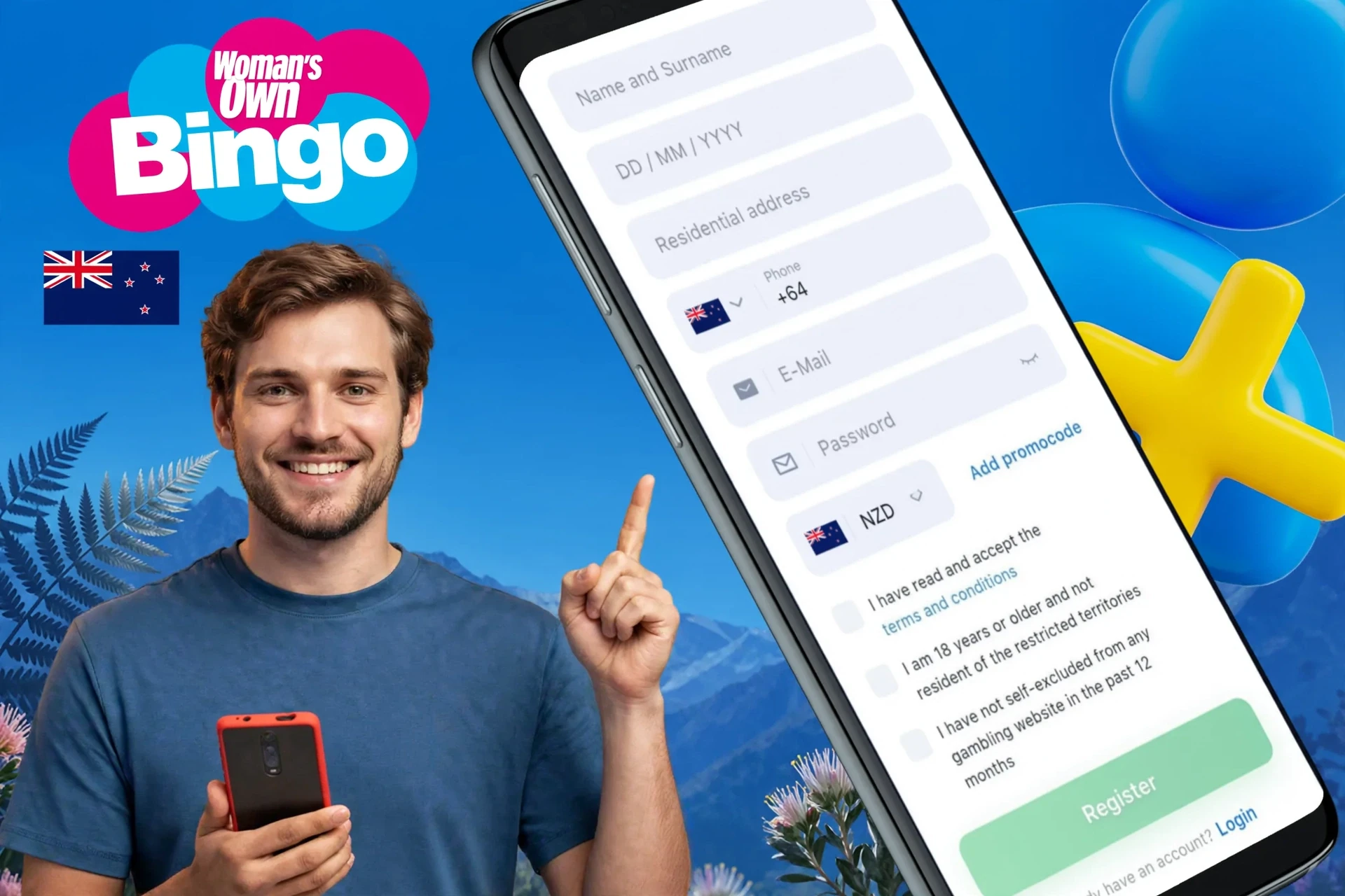 Information about the registration process using the mobile site