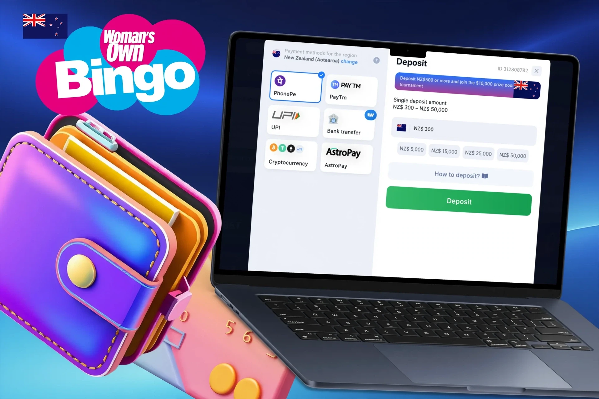 Step-by-step instructions for making your first deposit via your account