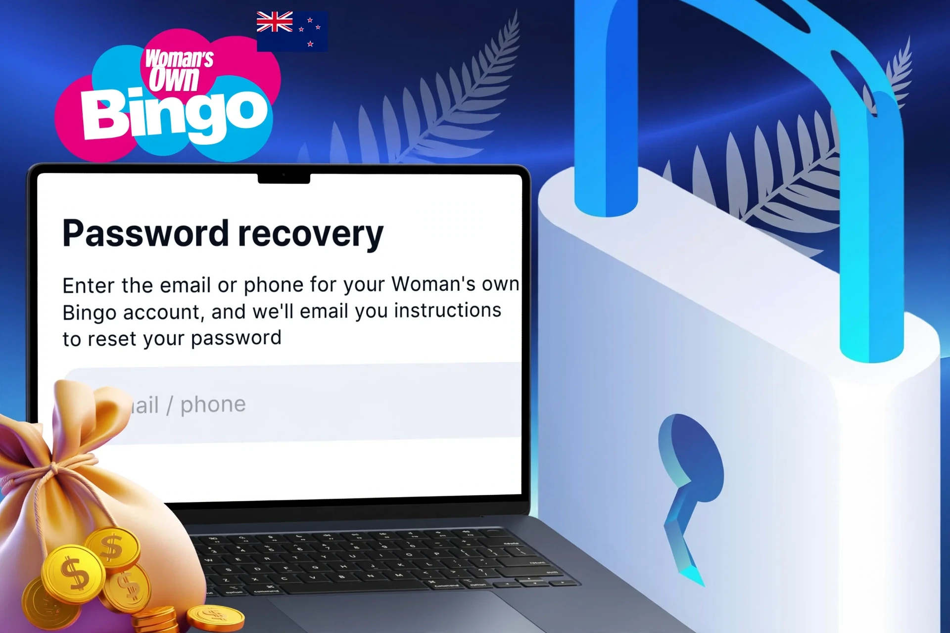 Procedure for restoring access to a Woman's Own Bingo account after forgetting your password